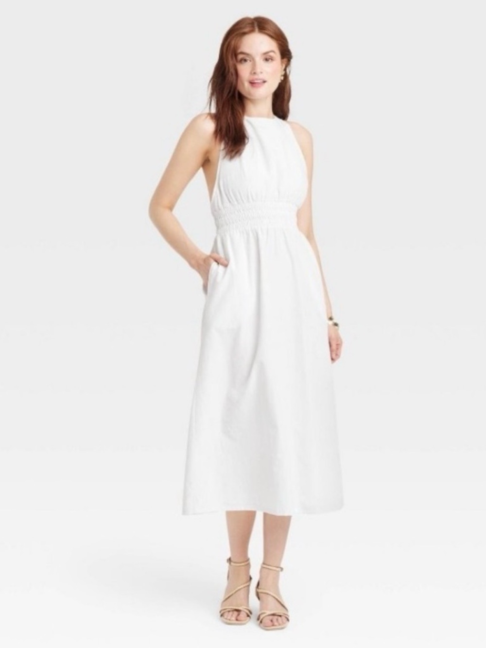 Target Poplin Cross Back Midi Dress in Black